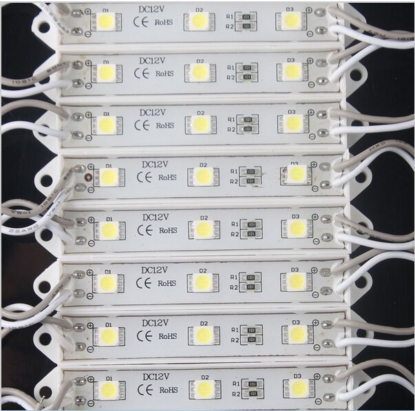 5050 3 LED Modules 40pcs Yellow/Green/Red/Blue/White/Warm White/RGB Waterproof IP65 DC12V LED Light Free Ship