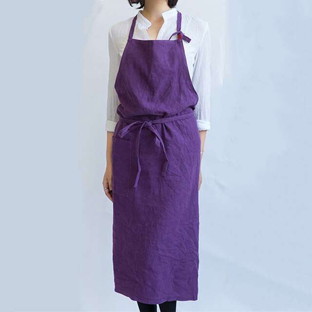 INS Japanese Linen Cotton Lace-up Apron Dress Art Men And Women Work Apron 100*100cm Sleeveless Apron Home: 10