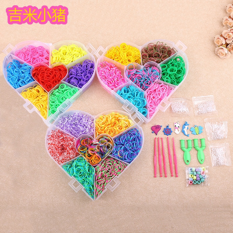 Bandas de telar de 21 colores para niños y niñas, DIY, banda de goma elástica para tejer pulseras de cordones, juego de juguetes para niños, 4200 Uds., de