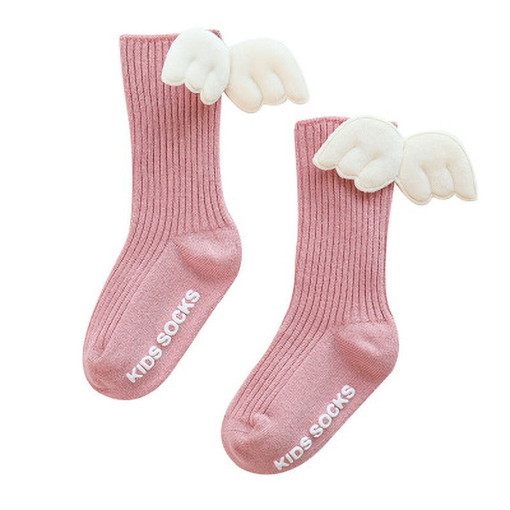 0-3Y Katoen Baby Baby Leuke Knie Hoge Sokken Angel Wings Kids Peuter Candy Kleur Zachte Sok Kinderen Beenwarmers Meisje