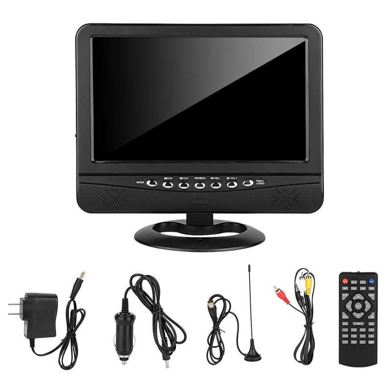 9.5 inch Wide Viewing Angle Portable TV Analog Car Mobile DVD Television Player US 100-240V