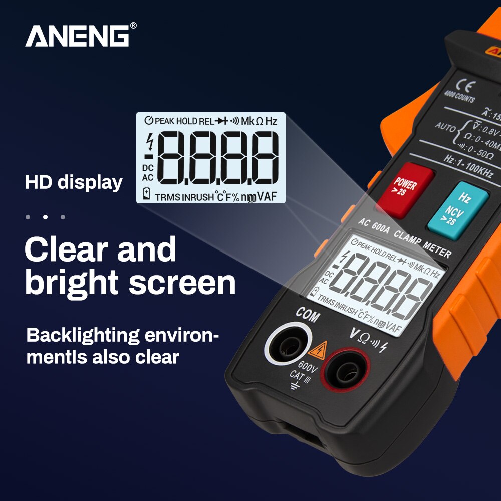 ANENG ST203 4000 Counts Full Range True RMS Digital Multimeter Clamp Meter AC/DC Voltage NCV Resistance Auto Range Flashlight