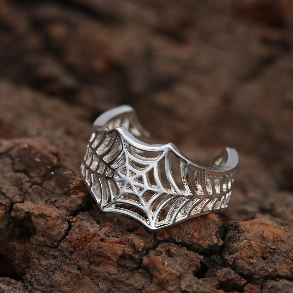 Todorova Resizable Spiderweb Ring Vintage Open Hollow out Spinneweb Ringen voor Vrouwen Steampunk Accessoires