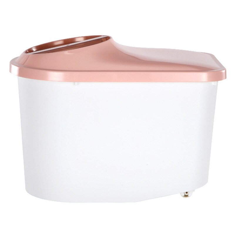 Corn Bin with Insect Proof and Moisture Proof Cover Household Sealed Flour Food Storage Tank: Pink white / 20kg
