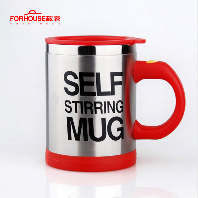 400ml självomrörande kaffeflaskor dubbelisolerad kaffetillförsel automatisk elektrisk kaffeförsörjning mart blanda kaffe cintainer: Röd