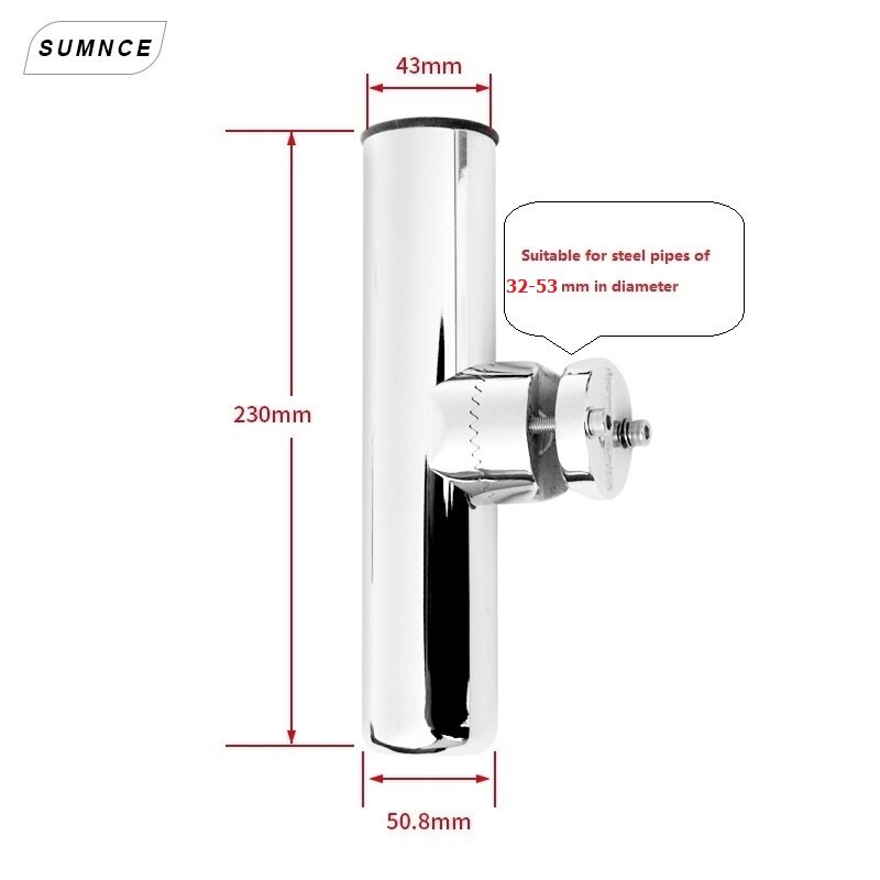 2pcs Fish Rod Holder Marine Stainless Steel Clamp On Fishing Rod Holder Adjustable Boat Fishing Tackle: 32-53mm