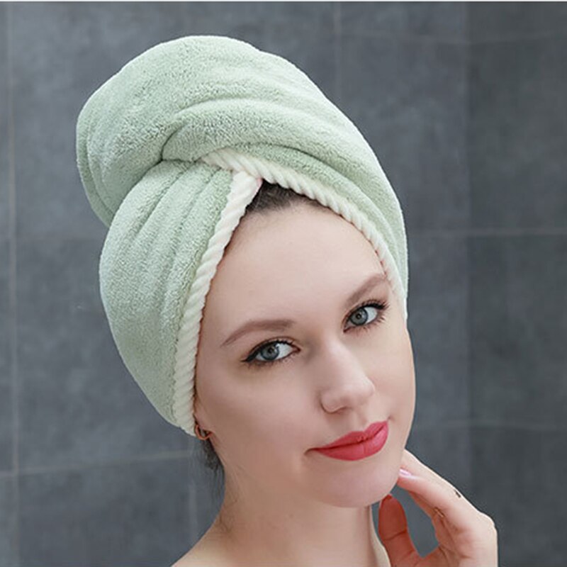 Hair Towel Thick Dry Hat Microfiber Turban For Lady Women Quick Drying Bathing Cap Set Towels Cotton Polyester Soft Shower Cap