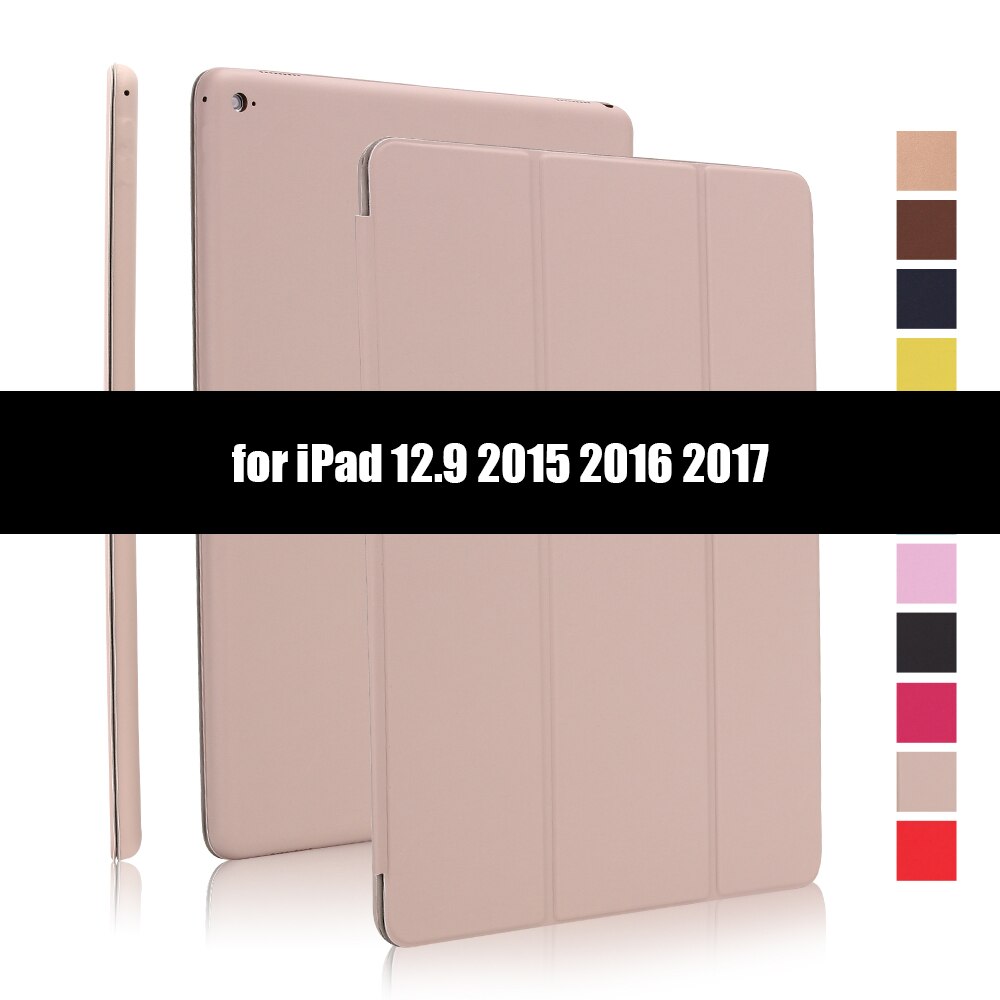 Ultradunne smart case cover voor ipad pro 12.9 12.9 inch magnetische pu-leren opvouwbare folio-hoes voor ipad 12.9: Beige -1