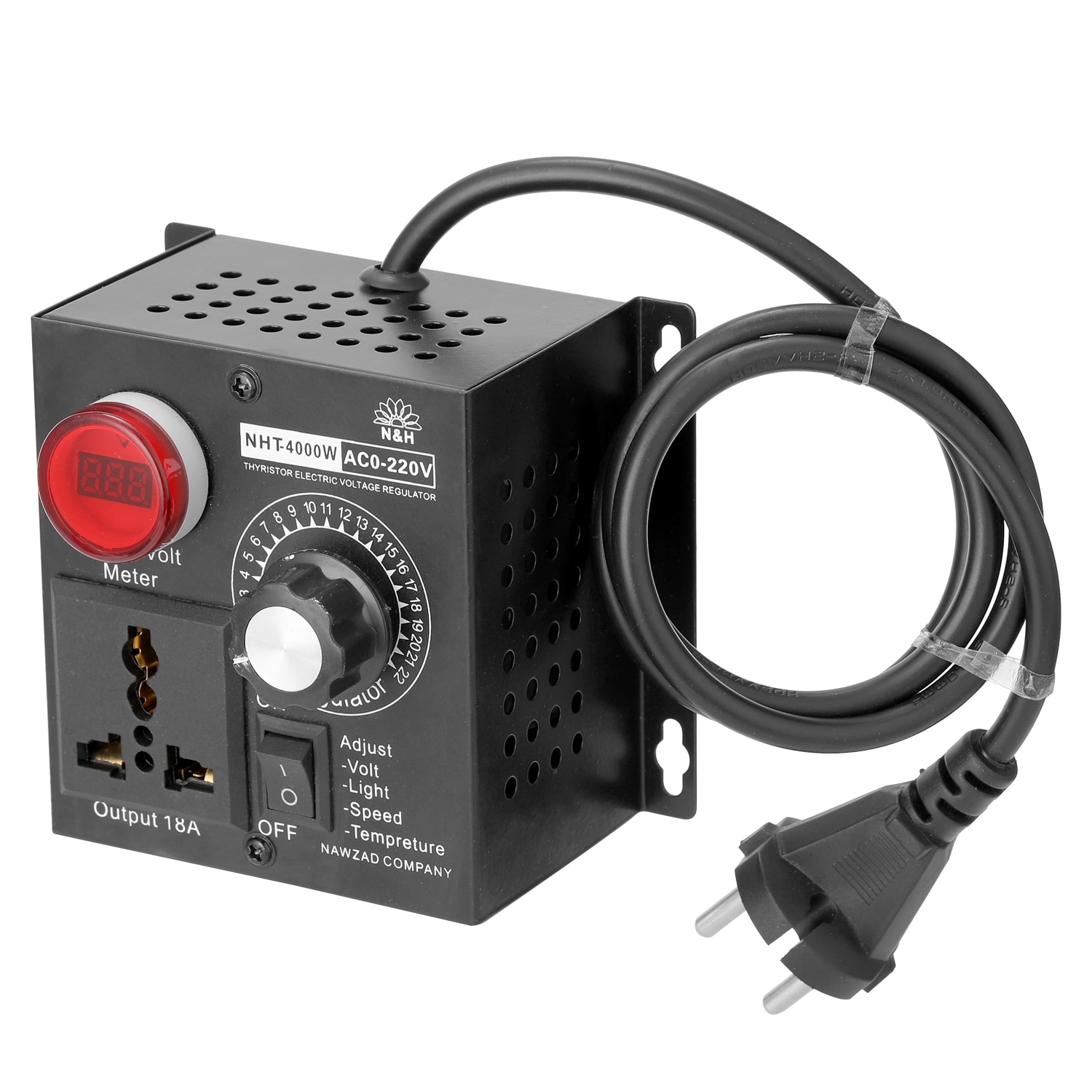 Ac 220v 4000w kompakt variabel spændingsregulator bærbar hastighed temperatur lysspænding justerbar lysdæmper