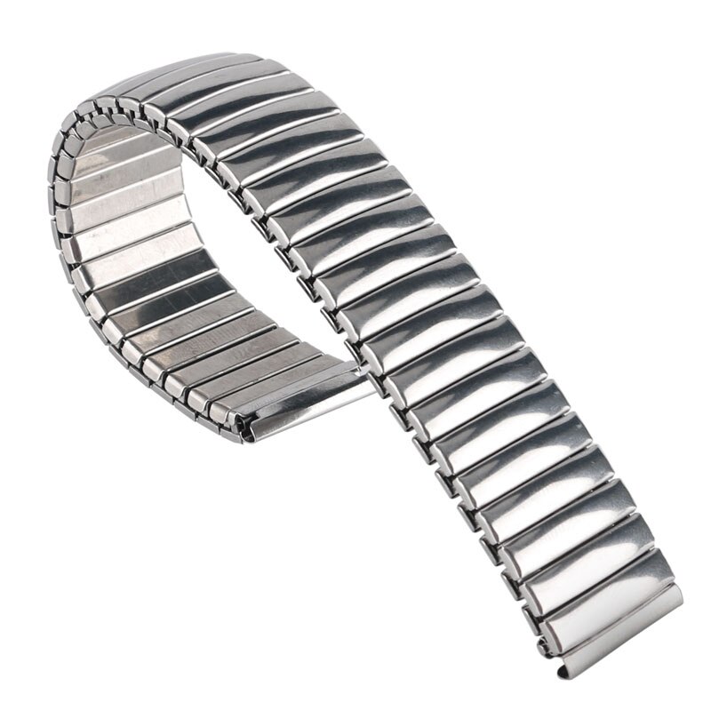 Yisuya 18mm urbånd metal udskiftning sølv armbånd fleksibelt rustfrit stål urrem udvidelse herre kvinders stilfulde