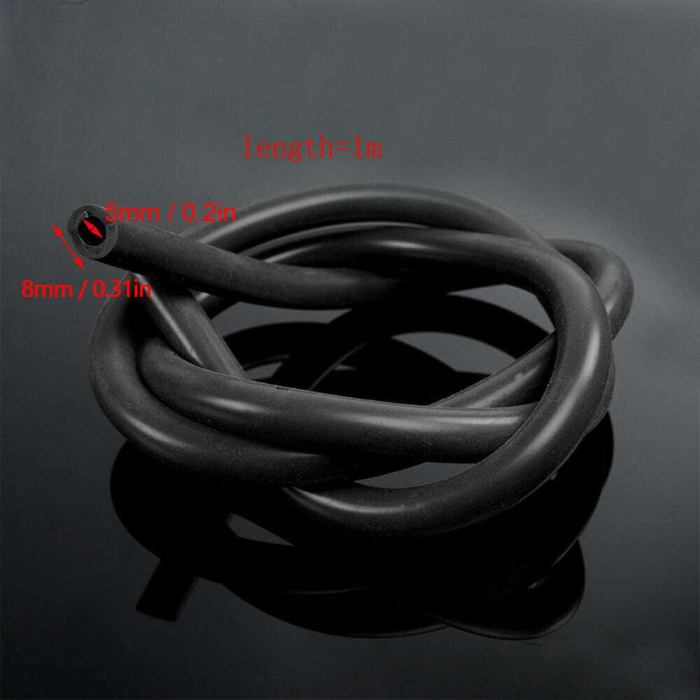 Universal Rubber Reinforced Fuel Hose Tube Pipe Line Black for Petrol Oil for Diesel Motorcycle 5mm Fuel Air Vacuum Hose: Default Title