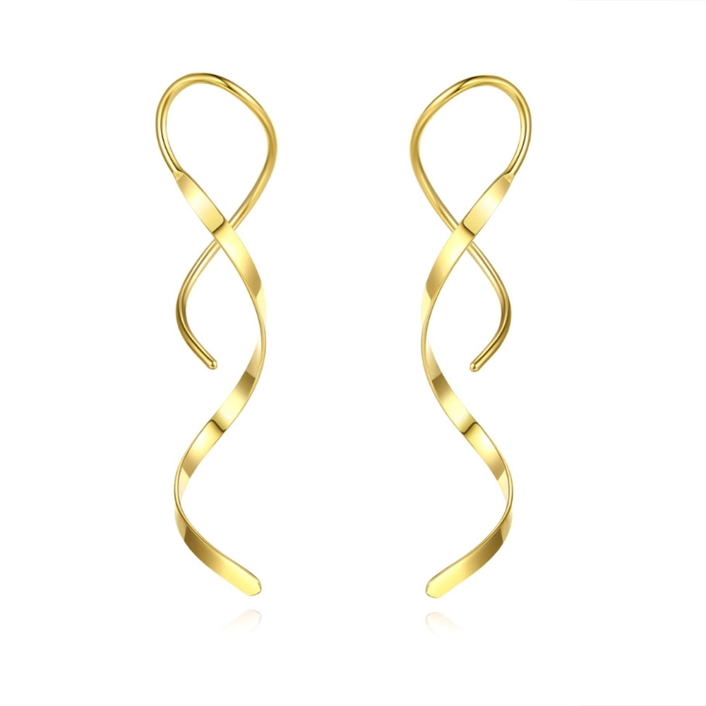 Einfache Spirale Einfädler Ohrringe Unregelmäßige Wendel Welle Kurve Ohr Linie Manschette Edelstahl Baumelnden Ohrring Frauen Schmuck: Bronze-