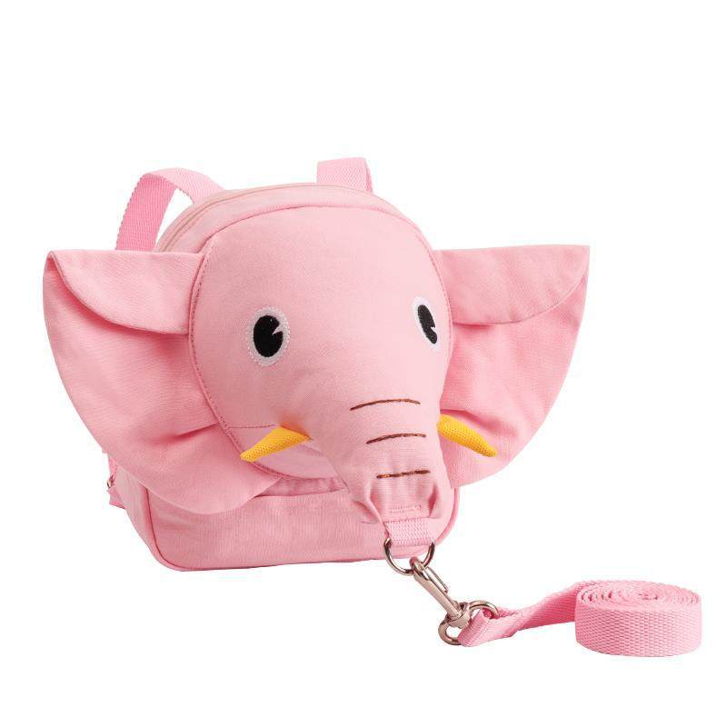 Sac à dos Anti-perte pour bébé, petit cartable à corde de Traction, sac pour enfant en bas âge avec ceinture de harnais, sacs de prévention: Pink elephant