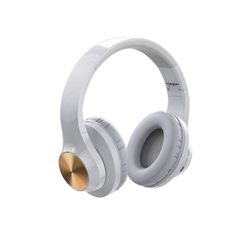 3.5mm Bluetooth 5.0 Headphones Over Ear Wireless Hi-Fi Stereo Headset Comfort Wearing hearing Protection Wireless Earphone: white