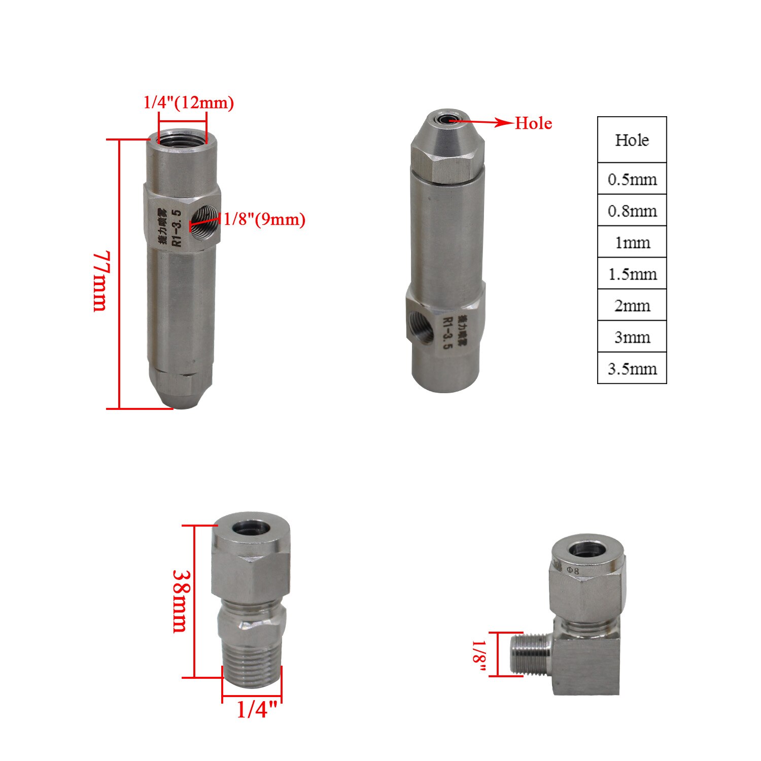 sprühen düse 0.6/0.8/1.0/1.2/1.5/2.0/2.5/3,0mm altöl brenner düse, luft zerstäubung düse, heizöl düse, volle kegel öl