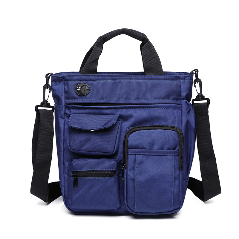 Mannen Multifunctionele Schouder Messenger Bag Met Hoofdtelefoon Gat Waterdichte Nylon Reizen Handtas Grote Capaciteit Opbergzakken XA11C: Blue 02