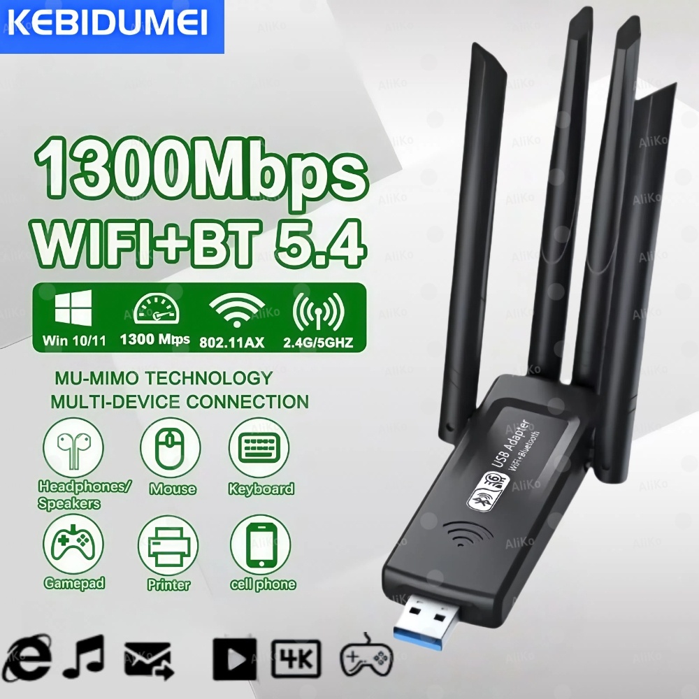 1300Mbps USB 3,0 WiFi Adapter Netzwerk Karte Dual Band 2,4G/5GHz Bluetooth 5,4 Wireless Empfänger sender Für Desktop Laptop PC