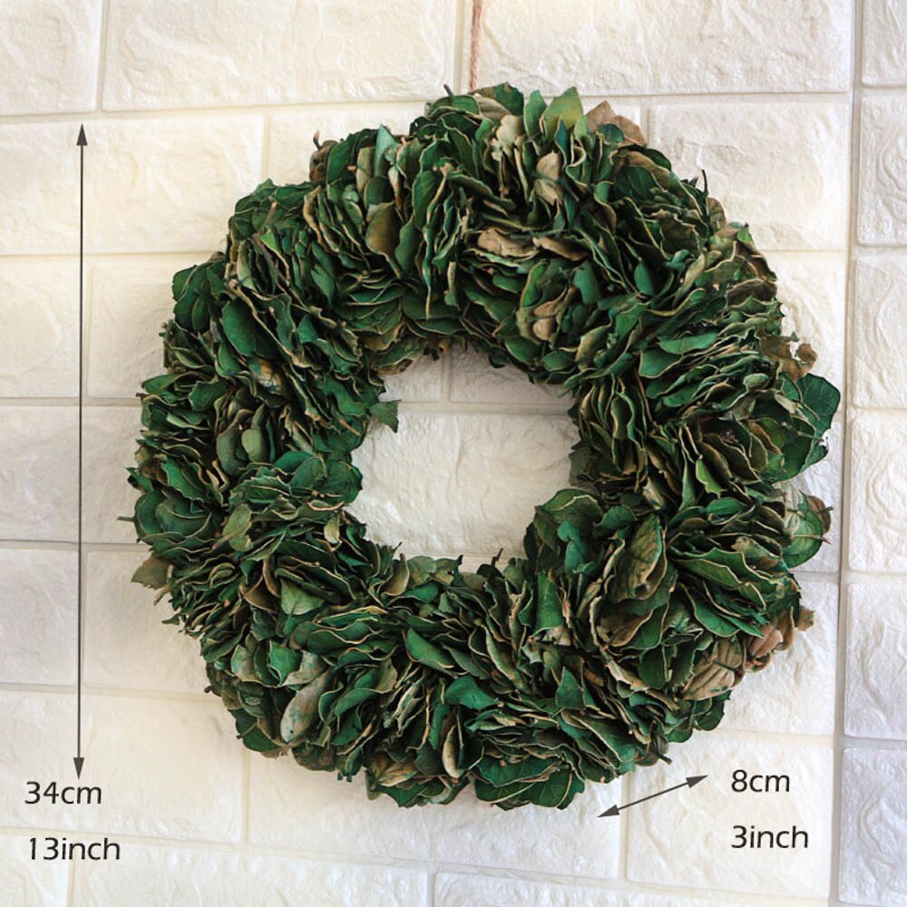 Corona de Pascua de hojas reales, corona de primavera y verano, corona de puerta rústica de Pascua verde, decoración hecha a mano para el hogar, decoraciones de boda