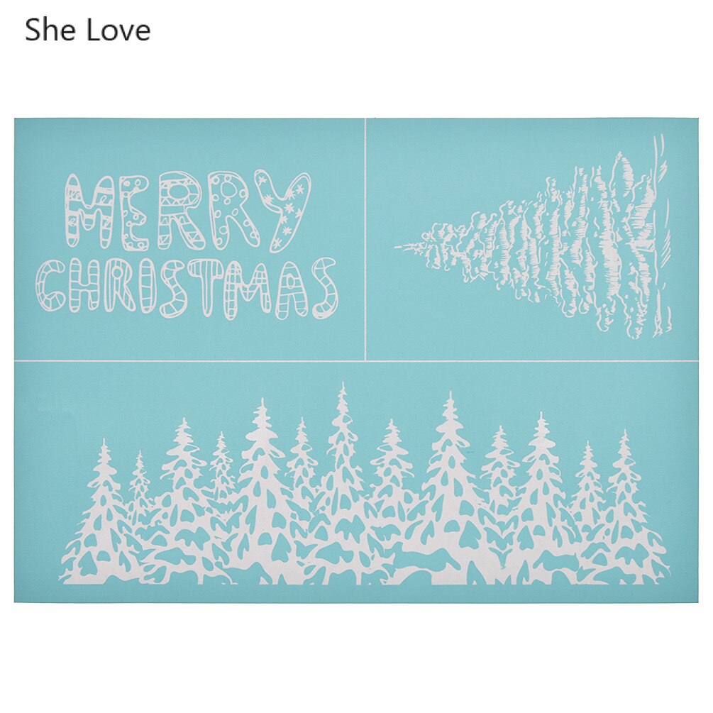 Chzimade god jul tryckta silk screen schabloner klara stämplar för att måla vägg diy scrapbooking heminredning: 09 29.5 x21cm