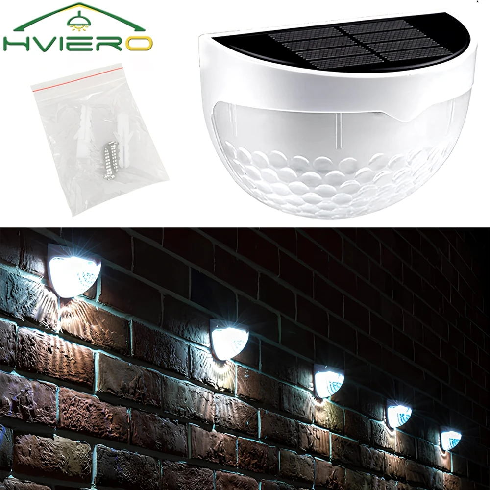 LED Solar Heklamp Buiten Waterdichte Wandlampen Gegolfde Verlichting voor Hek Terras Tuinpad Decoratief Licht Warm Wit