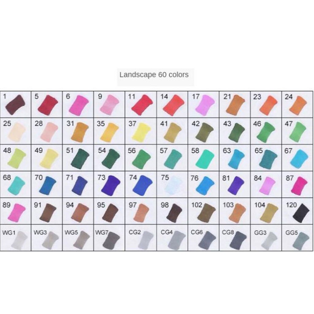 Alcohol Marker Brush Markers Dual Tips Permanent Art Kids Markers: 60 Landscape