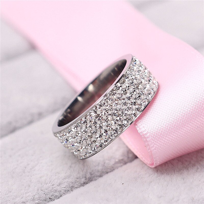Luxe 360Pcs Ingelegd Rhinestone Zirkoon Dames Ring Dames Koperen Wedding Engagement Ring Sieraden Voor Vrouwen