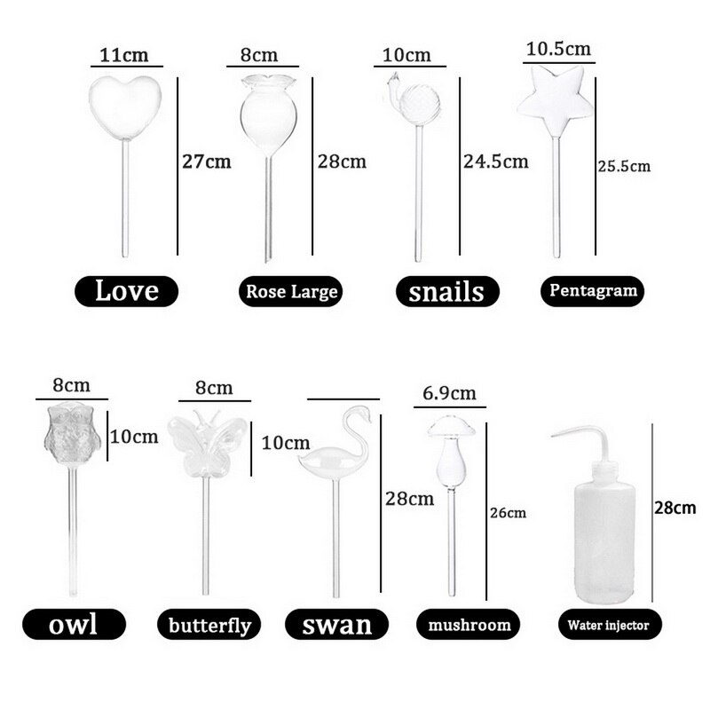 Plant Water Glass Plant Flowers Water Feeder Self Watering Bird Plant Waterer High Borosilicate Glass Flower Diameter