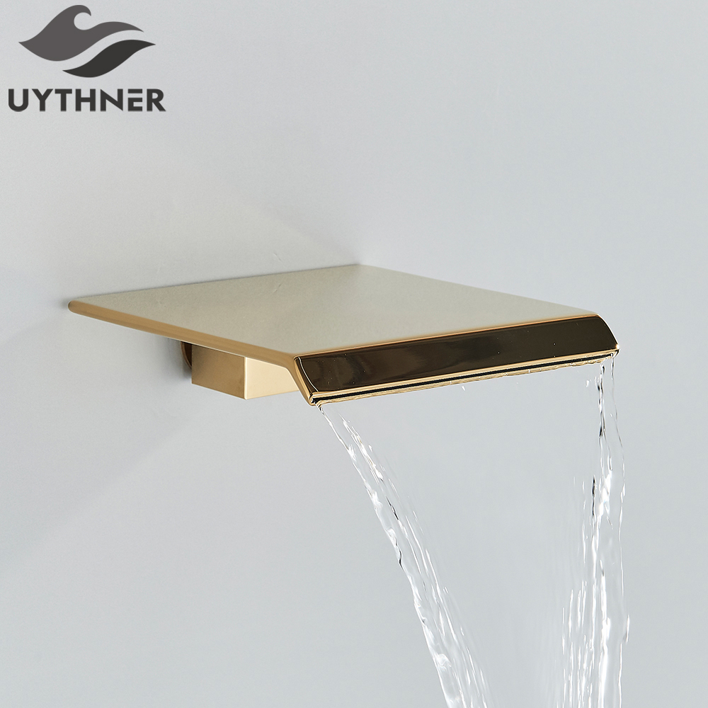 Brass Waterfall Faucet Spout Wall Mounted Bath Spout Bathroom Faucet Water Outlet Faucet Accessories Chrome/Golden/Black/nickel: Dark Grey