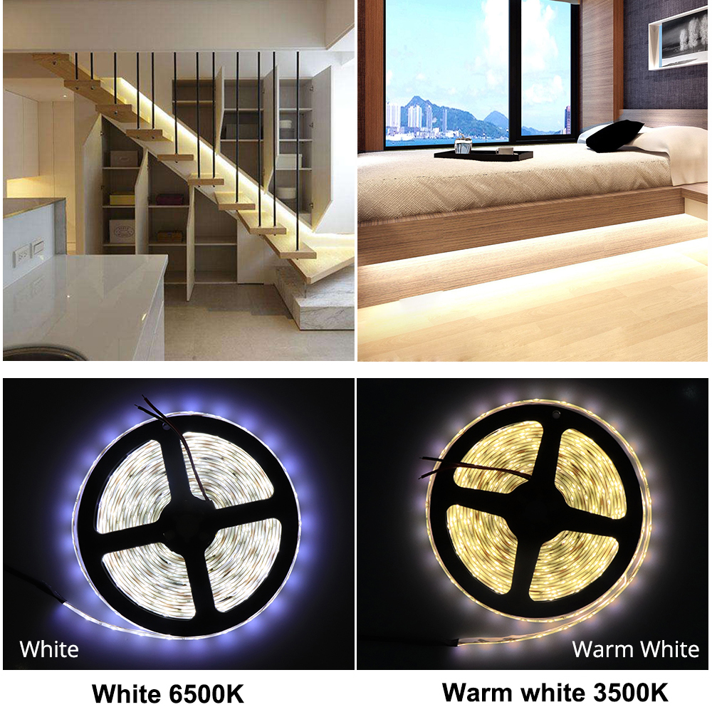 Dc 12V Led Strip 2835 Motion Sensor Controller Auto On/Off IP65 Waterdichte Flexibele Led Tape 1M 2M 3M 5 M Sensor Bed Licht
