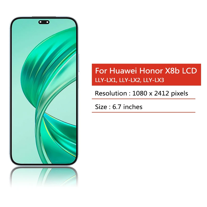 Pantalla LCD AMOLED de 6,7 pulgadas para Huawei Honor X8b, LLY-LX1, Digitalizador de pantalla táctil para Honor X50i + marco LCD de LLY-AN00