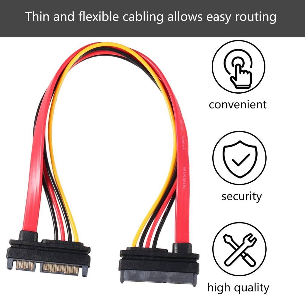 SATA 22 Pin Male To Female Sata Extension Cable SATA 3 III 22 Pin Male to Female 7+15 Pin SATA Data Power Combo Extension Ca