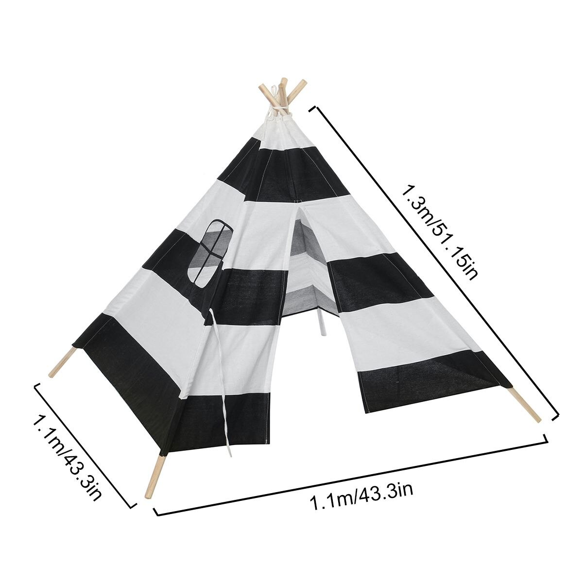 1.3M-1.6M Baby Tents Teepee Triangle Tent Kids Playhouse Cotton Canvas Pretend Play Tent Decoration Game House Boy Girls