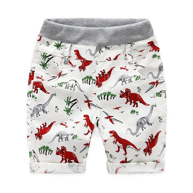 Sommer løse drenge 2 ~ 7 aldre børn drenge shorts børn strand slid dinosaur mønster drenge bund bukser karakter sports shorts: Rød / 4t