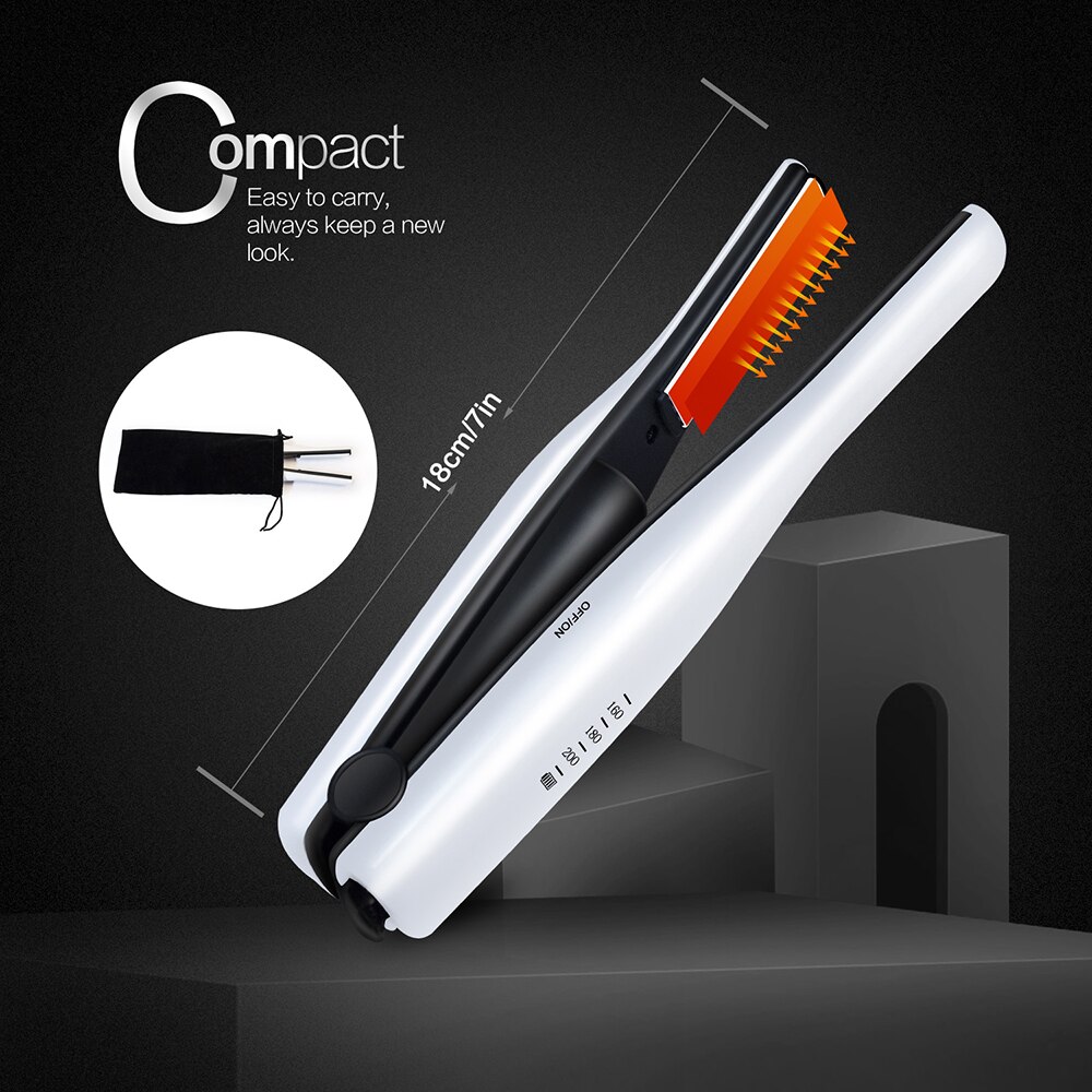 Draagbare oplaadbare li-ion batterij 2400 mah mini draadloze stijltang keramische plaat stijltang haar krultang