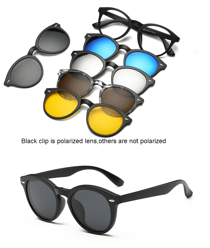 6 In 1 personalizzato uomo donna occhiali da sole magnetici ottici polarizzati Clip magnete Clip su occhiali da sole Polaroid Clip su montatura per occhiali da sole: 2205A