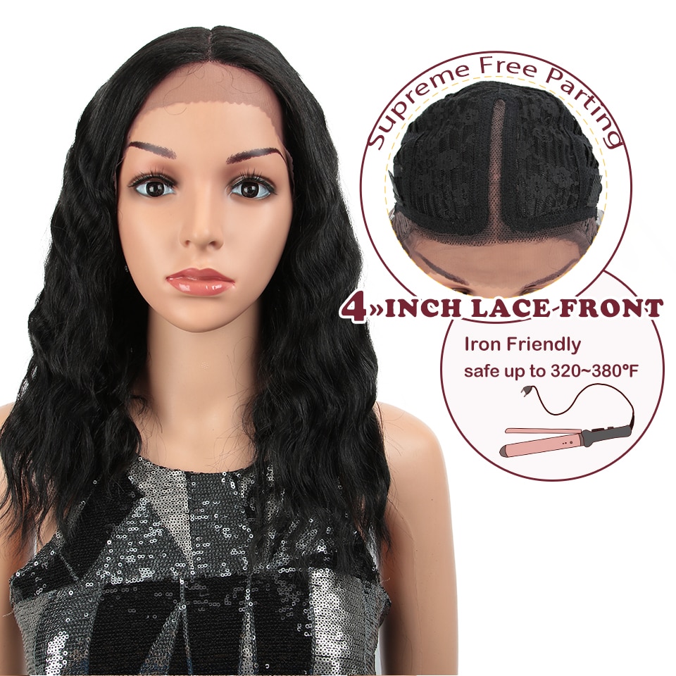 Magic Synthetische Lace Front Pruik Voor Zwarte Vrouwen 16 Inch Natuurlijke Golvende Blonde Pruik Voor Vrouwen Hoge Temperatuur Fiber Hair ademend