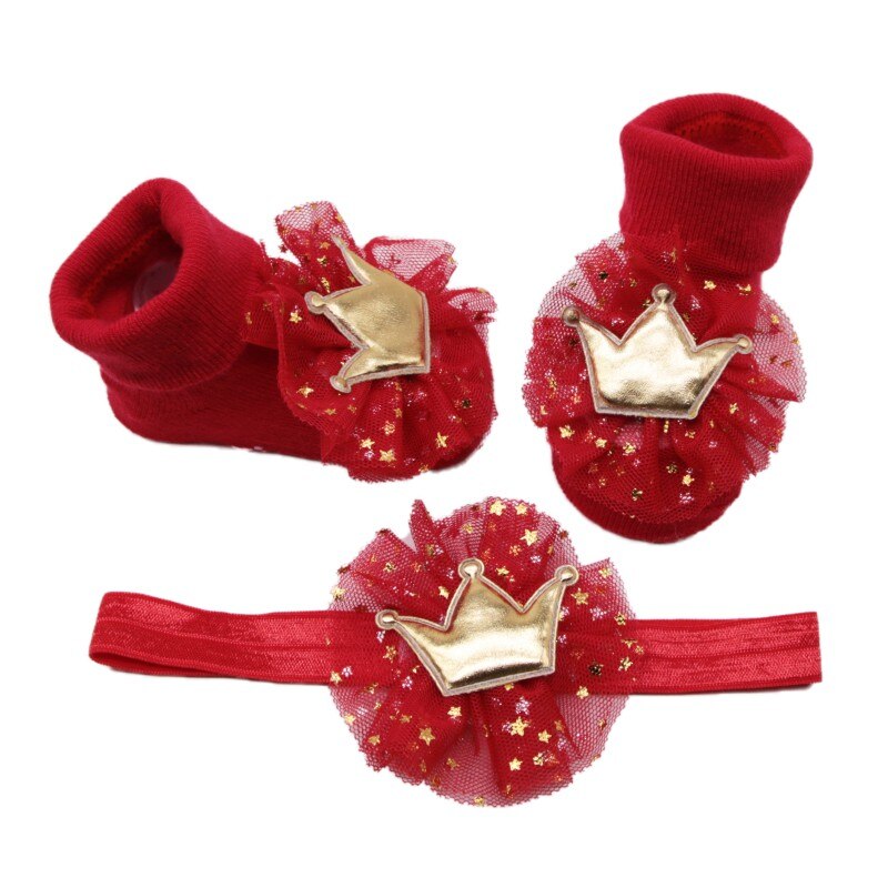2 stücke = 1einstellen Blüht Haarband Mädchen Headwear freundlicher Elastisches Haarband freundlicher Haar Zubehör mit Baumwolle Socken einstellen: R