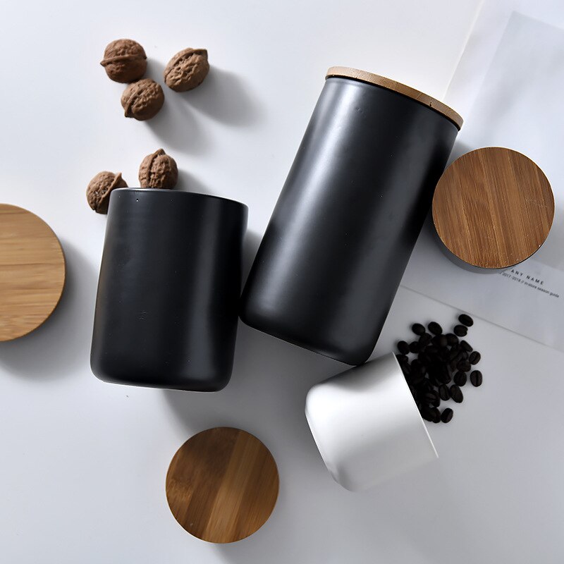 Keramiske redskabsopbevaringsbeholdere crock kaffebeholder med låg til mad tørre varer køkken lb-forsendelse