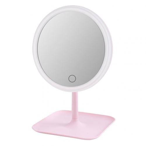 USB Rechargeable LED Adjustable Daylight Cosmetic Makeup Mirror Desktop Lamp Smart Fill Light Beauty Dormitory Make Up Mirror: Pink Single Light