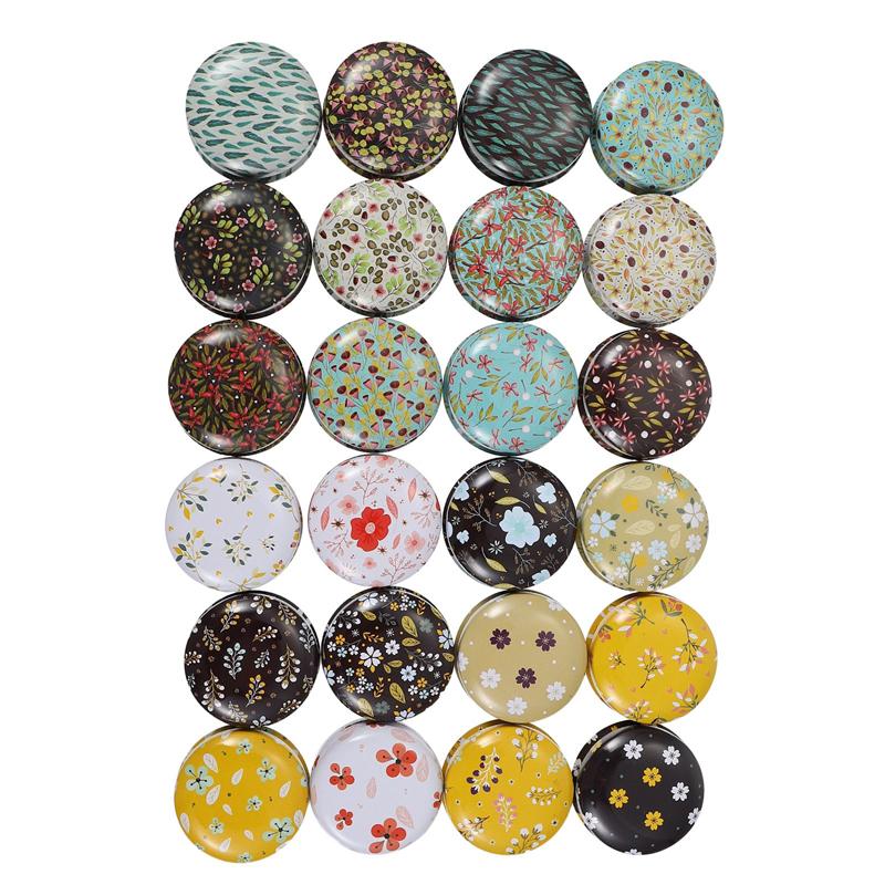 24Pcs Round Tinplate Candy Box Lovely Tinplate Boxes Tinplate Candy Box Round Tinplate Candy Jars for Shop Home