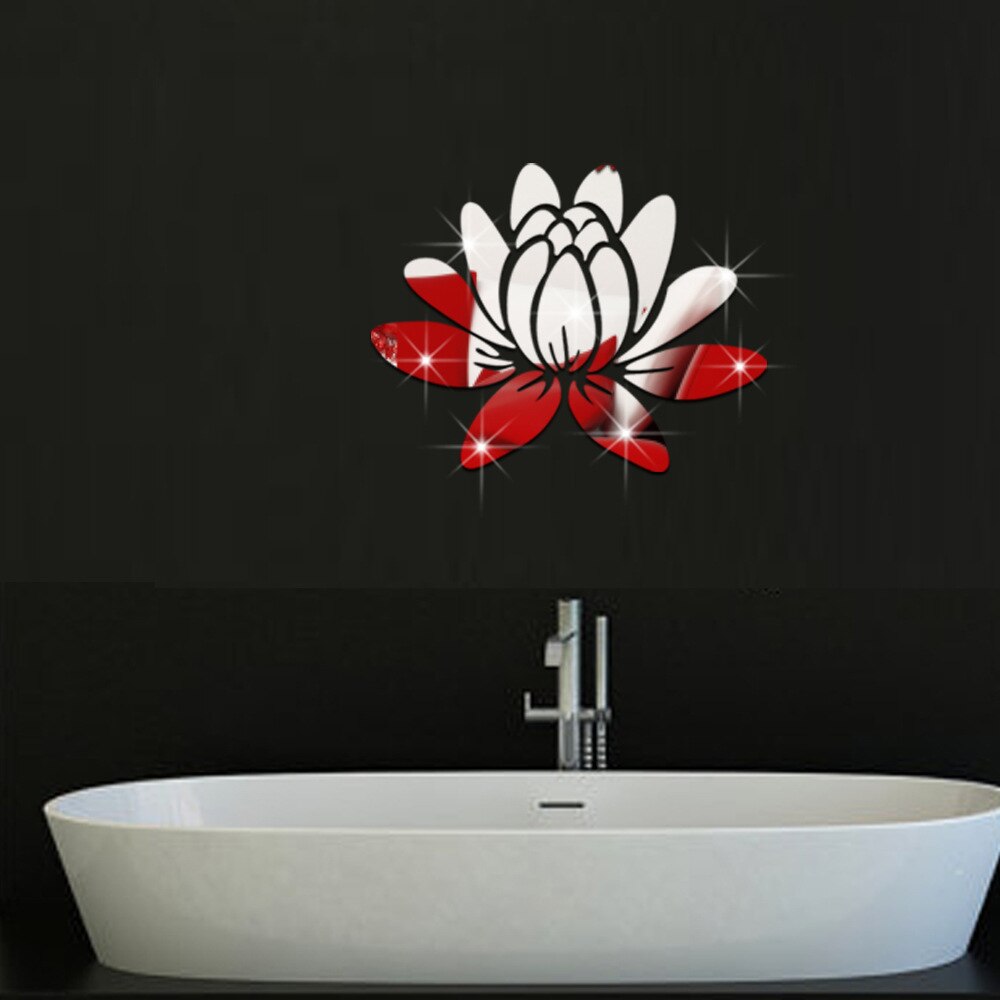 Miljøbeskyttelse fjern stue tv-væg dekorativ pasta krystal 3d tredimensionelt lotus spejl klistermærke