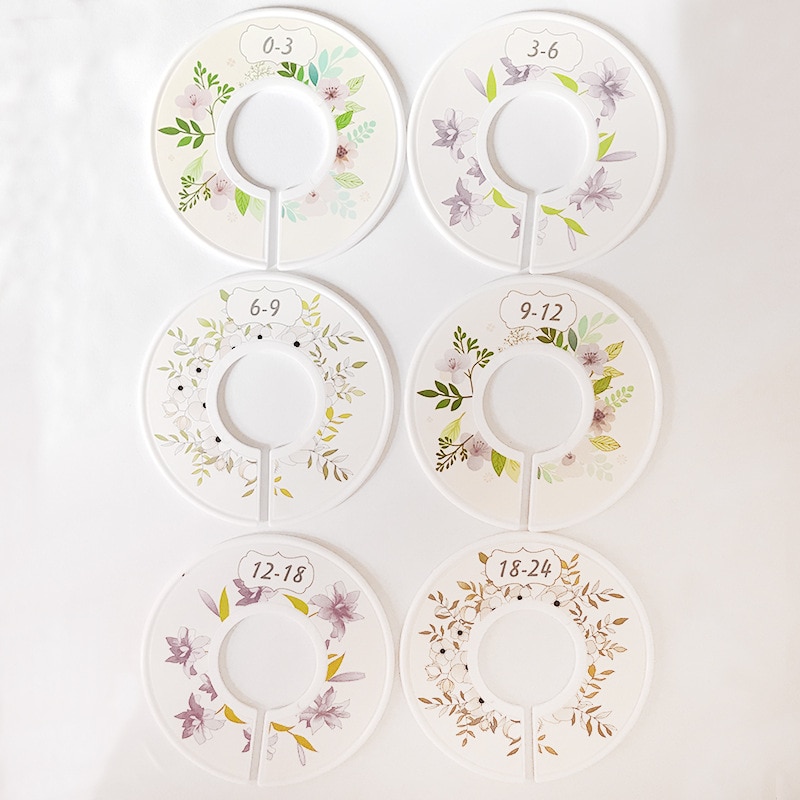 Porte-vêtements pour enfants, 6 pièces, rond, diviseurs, cintre en plastique, anneau, pour vêtement de bébé, fournitures d'étiquettes