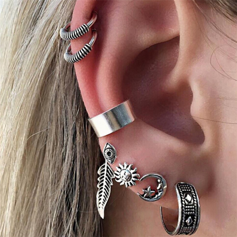 Punk Vintage oreille pince main Brinco filles Bijoux chaîne gland feuille pince oreille manchette boucles d'oreilles pour les femmes de mariage mariée Bijoux: 2