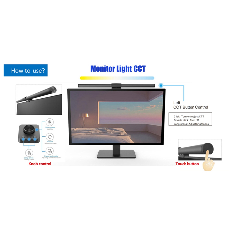 Ralca-metalen knop afstandsbediening oogvriendelijke schermlichtbalk led bureaulamp usb magnetische lichttafel computermonitor bureaulamp