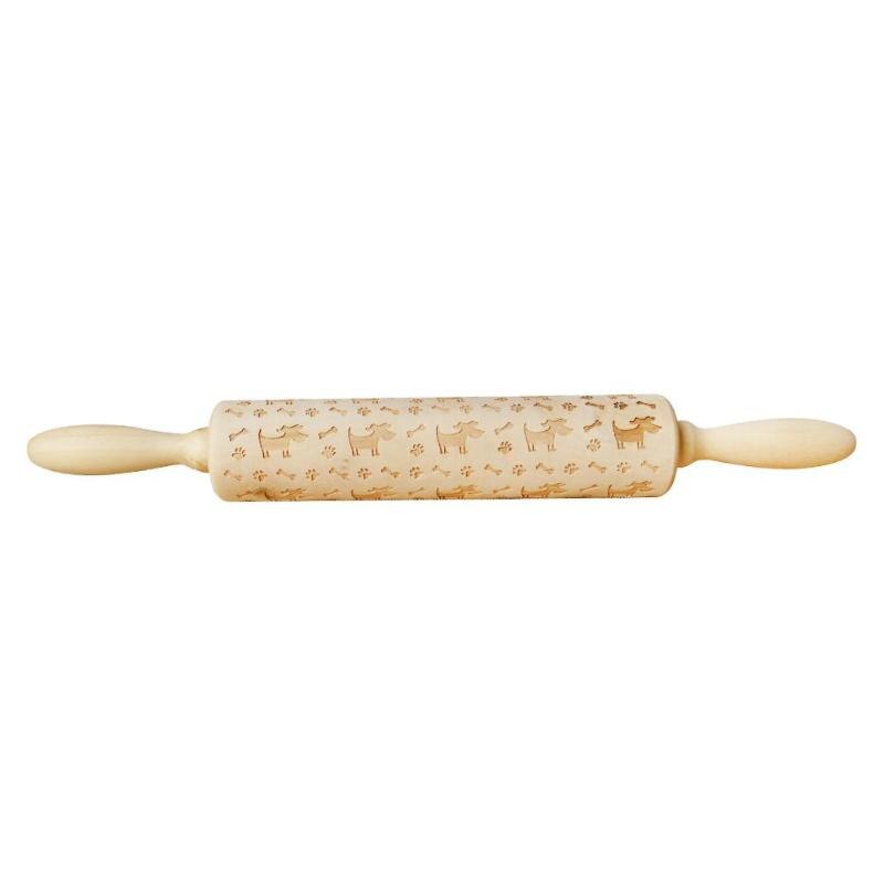 Cute Animal Wood Embossing Rolling Pin for DIY Baking Cookies Noodle Biscuit Fondant Cake Dough Engraved Roller: 13