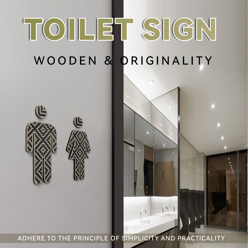 2PCS Wooden Toilet Signs Stickers Unisex Self Adhesive Warning Sign Men &amp; Women Logo Bathroom Toilet Door Decoration Stickers