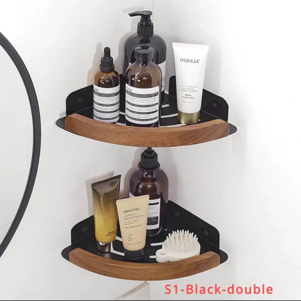 Juego de accesorios de baño de madera de nogal negro, toallero de baño, soporte de papel higiénico, estante de barra de toalla, accesorios de baño: Verde claro