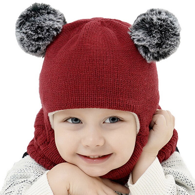 Winter Kid Kleuren Hoeden Meisjes Jongens Kinderen Warm Caps Sjaal Set Baby Meisjes Bonnet Enfant Cartton Leuke Kaki Roze Hoed: E762741A