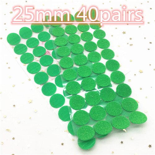 40pair 25mm Colorful Velcros Adhesive Self Adhesive Fastener Tape Hooks And Loops Strong Glue Magic Tape Dot Sticker Nylon Disc: 25mm green 40pairs