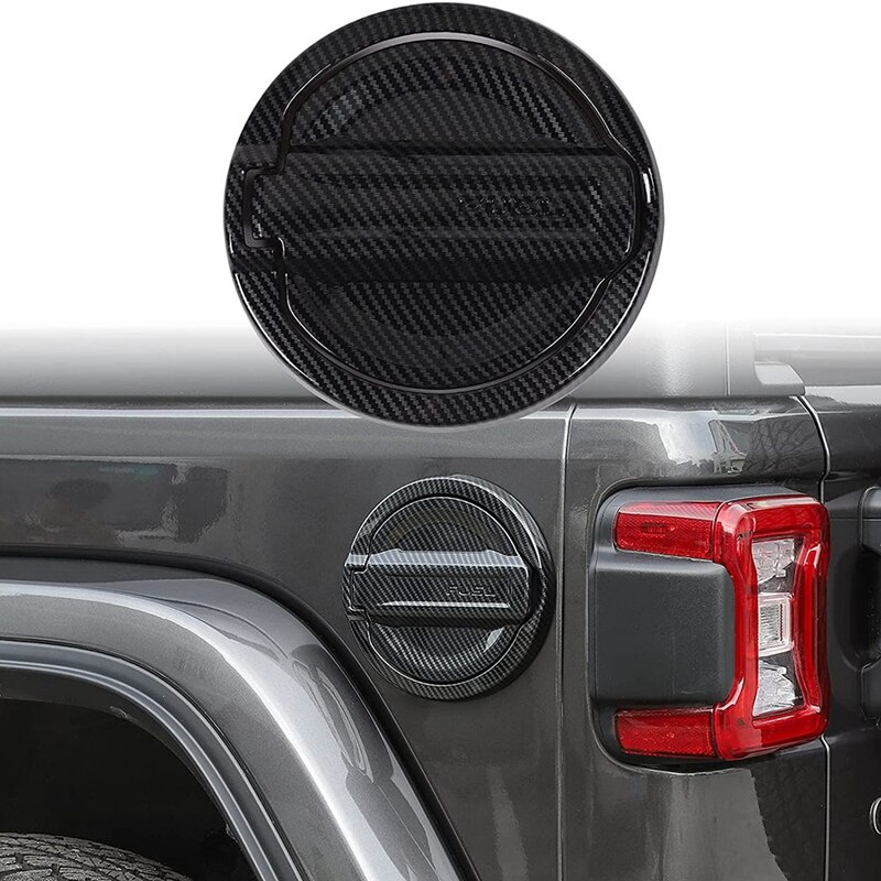 Gas Cap Cover Trim Fuel Tank Cover ABS Decoration Kit For Jeep Wrangler JL Accessories (Carbon Fiber)
